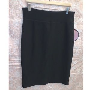Plus Basic Black Pencil Skirt w/ Back Slit